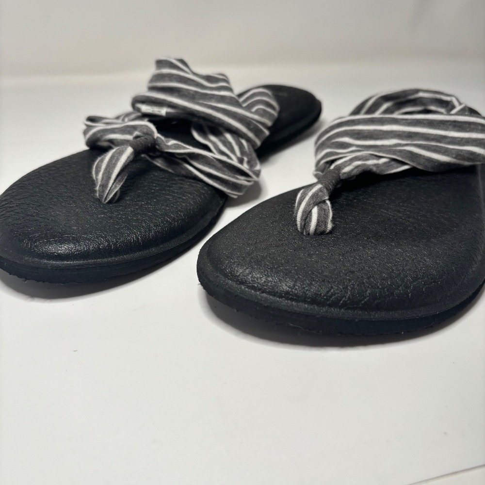 Sanuk Yoga Sling 2 Sandals Womens 10 Grey White Striped NWOT SWS10535 - Picture 3 of 8